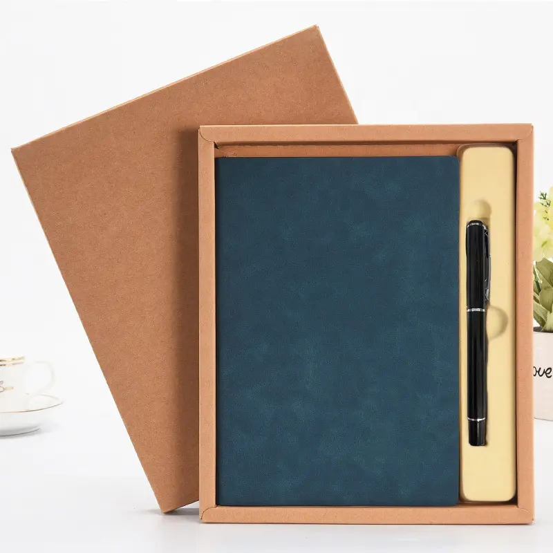 Luxus hochwertige Logo benutzer definierte Stift und Geschenk box weiche Leder hülle Notebook-Sets für Luxus Business Geschenke Set