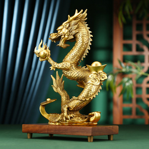 Ornement porte-bonheur Dragon en cuivre, décoration de bureau Feng Shui, cadeau de bureau, décoration de bon augure pour le Nouvel An chinois - Product Image 2