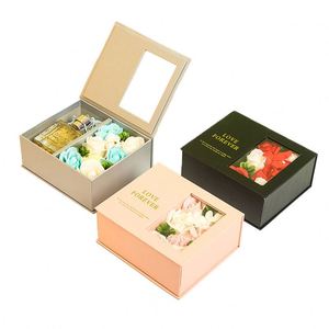Fabrika doğrudan özel Logo yüksek kalite karton kağıt şeffaf gül pencere ile çiçek hediye kutusu ambalaj - Product Image 3