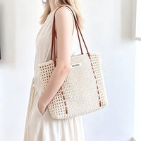 Kit de sac DIY en maille tressée à la main, sac fourre-tout ajouré, sac à bandoulière et panier de courses ajouré en fil creux
