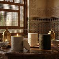 Bocaux à bougies en béton de luxe gaufrés Coran, décorations de bureau islamiques pour l'Aïd al-Fitr et le Ramadan, support personnalisable avec logo