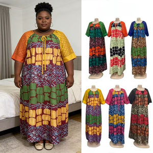 2026 New Fashionable Middle Eastern Muslim Hot Selling Loose High Quality Ethnic Elegant African Glitter Women's Printed Dress - Product Image 1