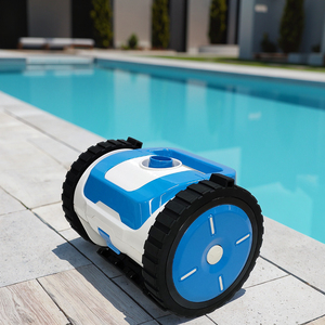 Nettoyeur de <span class=keywords><strong>piscine</strong></span> automatique puissant R5 à 2 roues <span class=keywords><strong>avec</strong></span> aspiration, LED et tuyau de 40 pieds. Exige une <span class=keywords><strong>pompe</strong></span> de 1,5 CV. Nettoie les parois du fond des piscines enterrées - Product Image 1