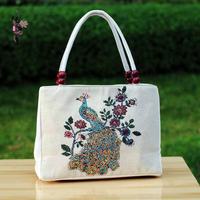 Sac à main carré ethnique pour filles, broderie double face fil doré, sac bandoulière décontracté en toile, tendance