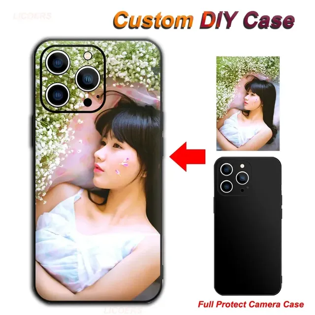 Customizes Photos Print Mobile Cover for iPhone 16 Silicone Case Logo for 14 Pro to 17 Pro Cute Girls Shockproof Phone Case