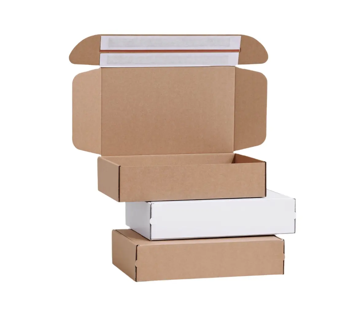 Opvouwbare Gegolfd Papier Levering Gift Carton Zelfzegel Zelfklevende Stok Rits Verzending Mailer Doos Voor Kleding Verzending Schoenen