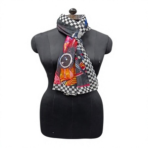 Women's Reversible Cotton <b>Scarf</b> <b>Long</b> Checkered Pattern Digital Printing All Seasons Daily Wear Accessory - Product Image 1