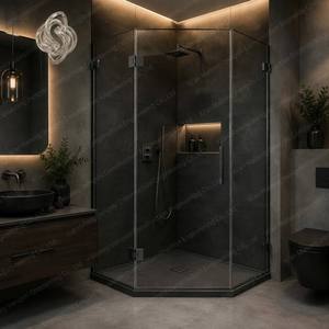 Box Doccia Scorrevole Quadrato Senza Telaio di Lusso con Vetro Temperato Trasparente da 8mm per <span class=keywords><strong>Bagno</strong></span> Moderno di Appartamenti e Hotel - Product Image 3