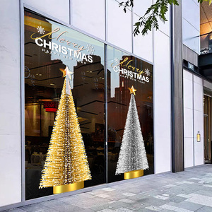 Nouvel an arbre <span class=keywords><strong>de</strong></span> noël décoration fenêtre Grilles centre commercial hôtel porte en verre autocollants élégant noël fenêtre décorations - Product Image 2