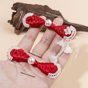 Botón de acrílico para Cheongsam, estilo <span class=keywords><strong>chino</strong></span>, tendencia nacional, con perlas decorativas bordadas a mano, borlas de cristal y hebilla cosida a mano. - Product Image 4