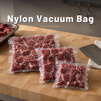 Sacs sous vide en nylon transparent lisse, scellés sur trois côtés, qualité alimentaire, taille personnalisée pour l'emballage de cubes de bœuf