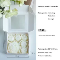 Coffret cadeau de bougie en cire de soja parfumée avec fleur de pivoine pour la Saint-Valentin