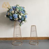 Nouveaux accessoires de décoration de mariage, vases à fleurs plaqués or pour les arrangements floraux de table