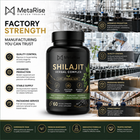 Capsules de Shilajit pour adultes, marque privée OEM, nutrition minérale, bien-être quotidien, complément alimentaire, capsules dures, 60 unités