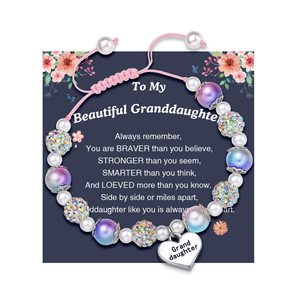 สร้อยข้อมือลูกปัดรูปหัวใจมุกเทียมสแตนเลสของขวัญสำหรับหลานสาว - Product Image 1