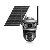 Dreifach-Linsen 6MP Solarbetriebene CCTV-Kamera mit Vollfarbiger Nachtsicht, 360° Schwenk-Neige-Funktion für Außenüberwachung & Mobile Fernbedienung