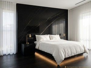 Dalles de marbre noir polies modernes pour intérieur, en stock, taille personnalisée pour projets de villas et d'hôtels - Product Image 6
