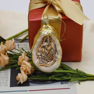 Ornements de Noël suspendus en verre imprimé UV faits à la main, série marine (hippocampe, conque, crabe, poisson) de haute qualité - Product Image 3