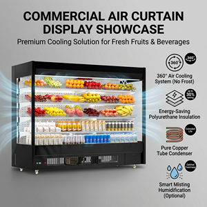 Vitrina Refrigerada Vertical con Cortina de Aire para Frutas, Verduras, Lácteos, Bebidas, Productos de Supermercado y Comercio Minorista - Product Image 2