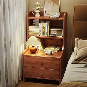 Solid Wood <b>Bedside</b> Table Bookcase With Drawers Storage Rack Bedroom Furniture - Product Image 3