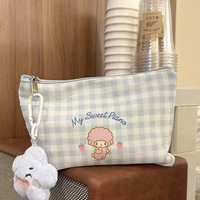 Sac de rangement pour cosmétiques de voyage, style bonbon, avec fermeture éclair, motif ours de dessin animé mignon, logo de dame, portable, en toile