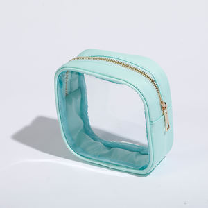 Keymay Factory Low MOQ Mint Color Transparent Vinyl Outdoor Travel Makeup <strong>Toiletry</strong> Bag <strong>Sets</strong> Women <strong>Men</strong> Clear PVC Cosmetic Bag - Product Image 3