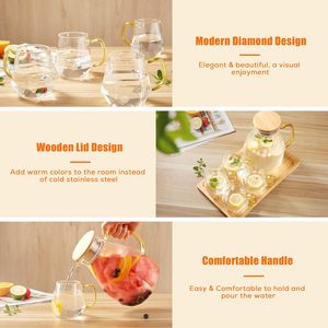 Bouilloire en verre borosilicate au design moderne en forme de diamant avec couvercle et poignée, écologique, capacité de 1 L pour usage domestique - Product Image 5
