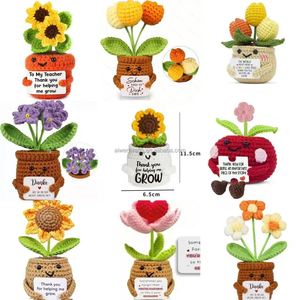 Positive Daisy Crochet Daisy <b>Flower</b> Emotional <b>Support</b> Knitted <b>Flower</b> Pot Crocheted Potted <b>Flower</b> for Home Office Car Decor - Product Image 6