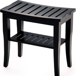 Banc de douche Hc avec étagère de rangement 55,88 x 40 x 11,43 cm, tabouret de salle de bain noir - Product Image 5