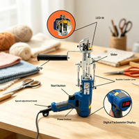 Kit de démarrage pour pistolet à tufting électrique 2 en 1, ensemble complet d'outils de fabrication de tapis DIY avec accessoires en tissu et fil