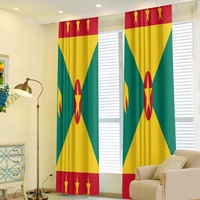Rideau occultant avec drapeau national de Grenade, isolation thermique, draperie en polyester pour la décoration d'appartements, de bureaux et de chambres
