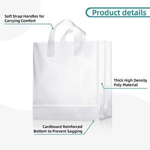 Frosted Plastic Gift Bags 4 Inch Clear With Handles Durable For Birthday Christmas Small Business Use - Product Image 3