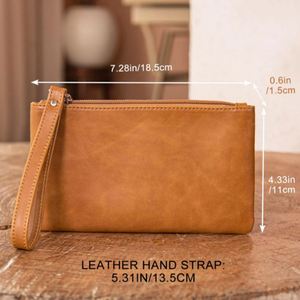 Wholesale Vintage PU Leather Wristlet <b>Clutch</b> <b>Bag</b> Large Capacity Zipper Passport Holder <b>with</b> <b>Wrist</b> <b>Strap</b> for Travel and Daily Use - Product Image 2