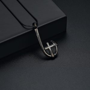 Collar de urna de anzuelo cruzado para cenizas, colgante conmemorativo de pesca, joyería de cremación, soporte para cenizas de seres queridos, recuerdo para hombres y mujeres - Product Image 6