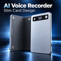 Enregistreur vocal intelligent à carte magnétique IA, double microphone avec réduction du bruit, enregistrement de réunions, traduction et transcription, rechargeable Type-C