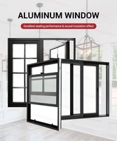 Ventanas de aluminio de doble acristalamiento de tamaño personalizado resistente a Landsharp, diseño de parrilla de ventana francesa duradera de un solo colgado