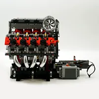 Mould King 10130, Superdeportivo F488 Motorizado, Modelo de Motor V8 2718, Ensamblaje Mecánico Detallado, Juego de Bloques de Construcción para Exhibición en Escritorio