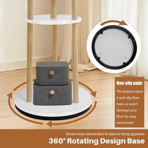 <span class=keywords><strong>Porte</strong></span>-<span class=keywords><strong>manteau</strong></span> rotatif en bois Offre Spéciale autoportant avec 3 étagères <span class=keywords><strong>porte</strong></span>-vêtements verticaux cintres de salon - Product Image 3