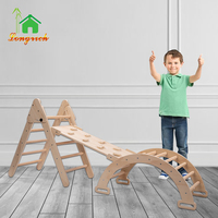 Structure d'escalade en bois pour enfants, aire de jeux intérieure Montessori avec toboggan et échelle