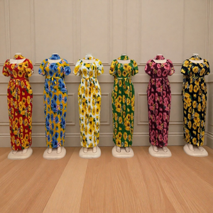 Ingrosso nuovo abito Casual da <span class=keywords><strong>donna</strong></span> primavera ed estate a manica corta stampato O colletto alla moda - Product Image 4