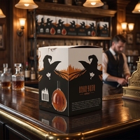 Boîtes d'emballage pliables en carton blanc et noir de haute qualité avec logo personnalisé pour vodka et whisky, matériaux recyclables avec fenêtre découpée