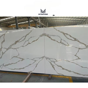 Calacatta แผ่นพื้นใหญ่สีเทาแผ่นหินควอตซ์ขัดเงาทันสมัยดีไซน์ใหม่ - Product Image 1