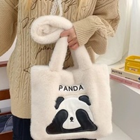 Bolso de hombro de felpa con diseño de panda anime, suave y lindo, para niñas, estilo transfronterizo.