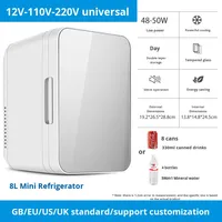 Mini-réfrigérateur portable 8L, refroidisseur et chauffe-eau, petit réfrigérateur pour les soins de la peau, les cosmétiques, la chambre, le dortoir, la voiture, le bureau