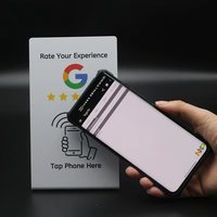 Base NFC para Reseñas de Google, Soporte de Acrílico Personalizado para Mesa con Código QR, Tarjeta NFC para Reseñas para Restaurantes y Cafés