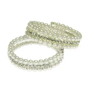 Bracelet de perles à la mode avec trois couches de type large en spirale pour femmes, personnalisé avec des diamants incrustés adaptés à Brid