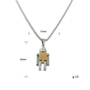 Collier pendentif robot en acier inoxydable pour homme, dessin animé géométrique rétro, cadeau 120185 - Product Image 5