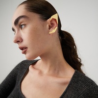 Bijoux en laiton plaqué or 18 carats de conception originale, clip d'oreille d'elfe, sans perçage, manchette d'oreille, accessoires de fête, boucles d'oreilles E221378