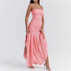 Robe asymétrique plissée abricot, style avant-gardiste unique et tendance, robes sur mesure - Product Image 5