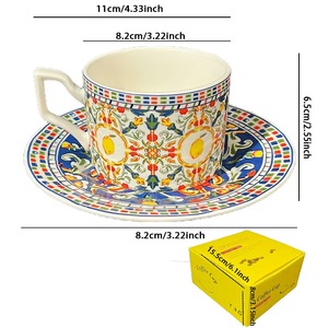 Juego de Tazas <span class=keywords><strong>y</strong></span> Platos de Porcelana <span class=keywords><strong>con</strong></span> Diseño de Flores de Limón, Estilo Real, para Café <span class=keywords><strong>y</strong></span> Té - Product Image 6